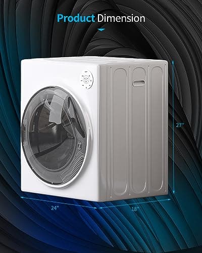 TABU Portable Washer and Dryer Combo, 17.6LBS Full-Automatic Washing Machine with Drain Pump & Compact 13LBS Dryer with Stainless Steel Inner Tub(White) 9