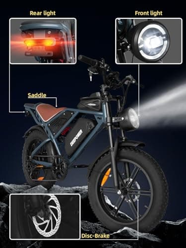 DEEPOWER Electric Bike for Adults,1500W Peak Motor,30MPH Ebike,48V 960WH Battery, 35-50 Miles,20" Fat Tire Electric Dirt Bike, Shaman0 7-Speed Ebikes 5