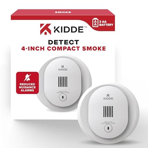 Kidde Smoke Detector, AA Battery Operated, Compact Size, LED Status Light, 85 dB Alarm, 4-inches