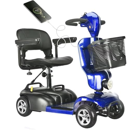 Folding 25A 32 Miles Heavy Duty Mobility Scooter for Adults，Powered Mobility Scooters for Seniors, Mobility Scooter for Adults with Two Baskets，Compact Mobile for Travel,Supermarket Shopping