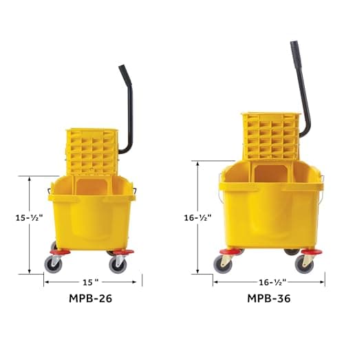 Winco Commercial Mop Bucket on Wheels, 26 Quart, Yellow 4