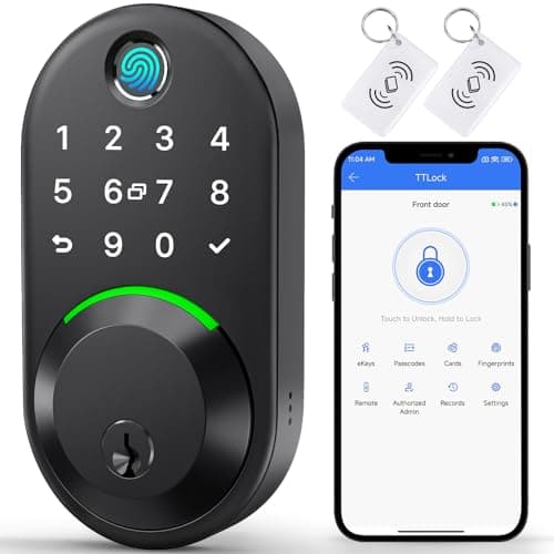 Keypad Smart Deadbolt, Keyless Entry Fingerprint Door Lock for Front Door, Electronic With Code, Digital Deadbolt With App Control