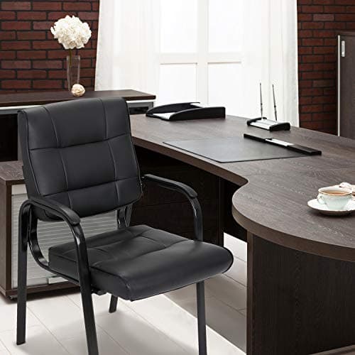 SUPER DEAL Office Guest Chair Bonded Leather Executive Side Chair Reception Chair with Solid Metal Frame Home Office Furniture 7