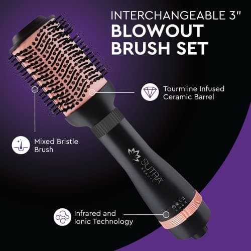 Sutra Interchangeable Blowout Brush Set, 3-inch I 76MM Oval Barrel + Base, DC Motor, 3 Heat Settings, Infrared and Ionic Technology 6