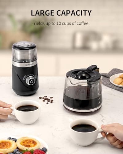 SHARDOR Upgraded Adjustable Coffee Grinder Electric, Herb/Spice, Espresso Grinder with 1 Removable Stainless Steel Bowl, Black, 2.0 5