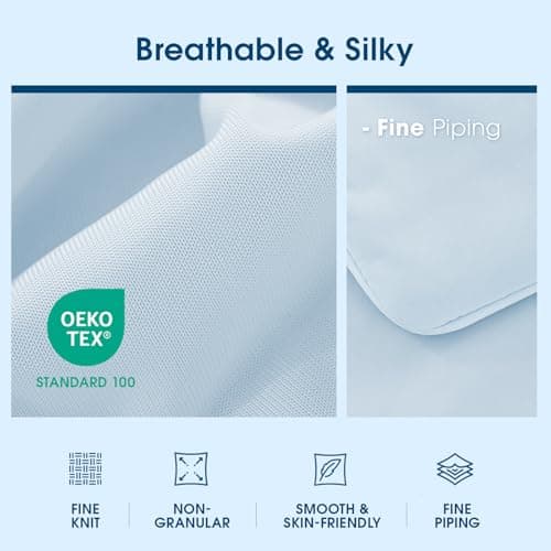 Cooling Comforter Twin/Twin XL Size Cool-Touch Design on Both Sides Soft Breathable Lightweight Blanket for Night Sweats Hot Sleeper(Blue 68" x90” 6