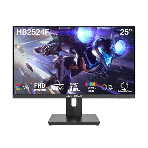 Haurve New 24.5" FHD 240Hz Gaming Monitor - Ultra-Smooth Display, HAS, HDMI x2 + DP, RGB Lighting, Built-in Speakers, 1ms, Height Adjustable (HB252F)