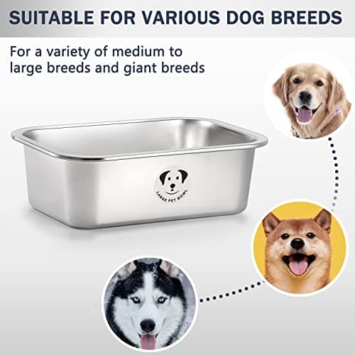 Stainless Steel Dog Bowls for Large Dogs, 0.85 Gallons High Capacity Metal Food Dog Bowls Extra Large Water Bowl for Dogs 8