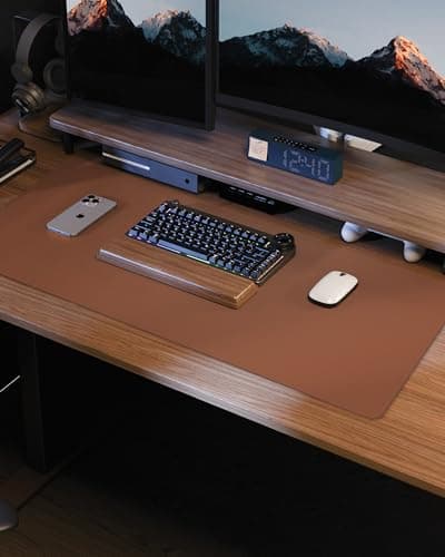 Leather Mouse Pad & Desk Blotter Mat - Non-Slip PU Laptop Desk Pad, Waterproof Writing Pad for Office & Home (Brown, 36" x 17") 7