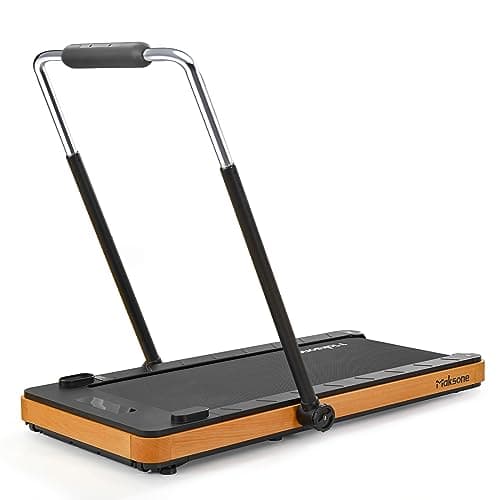 Maksone Folding Wooden Treadmill 4D Adjustable Handlebars Extra Wide 42'' and Long Running Deck,Capacity Heavy Duty Desk Treadmill,Quiet 55dB for Home Gym