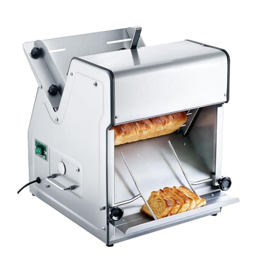 VEVOR Electric Bread Slicer, 370W 1680RPM Bread Slicing Machine, Stainless Steel Countertop Bread Cutter Machine for 12mm Slice Thickness, Commercial & Home Use for Bakeries Restaurants, 120V 9