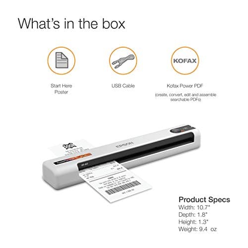 Epson RapidReceipt RR-60 Mobile Tax Receipt and Color Document Scanner with Complimentary Data Management Software for PC & Mac 6