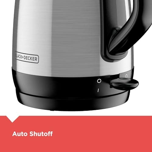 BLACK+DECKER 1.7L Cordless Electric Kettle, KE1700SD, Rapid Boil, Auto Shutoff, Stainless Steel 5