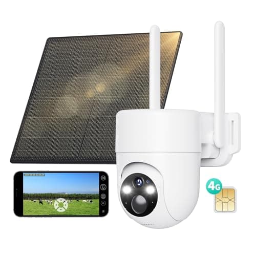 LIWAN 4G LTE Cellular Solar Security Camera Wireless, No WiFi Security Camera Outdoor, 2K Color Night Vision, 360° Live View, 2-Way Talk, Human Detection, Built-in SIM Card