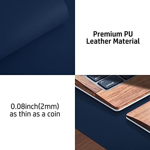 Aothia Leather Desk Pad Protector, Mouse Pad, Office Desk Mat, Non-Slip PU Leather Desk Blotter, Laptop Desk Pad, Waterproof Desk Writing Pad for Office and Home(Dark Blue,31.5" x 15.7") 7