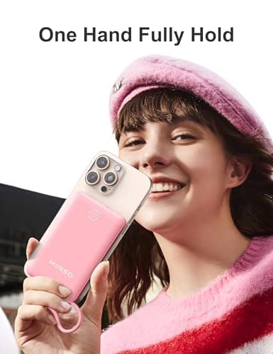 miisso 10000mAh Compatible with iPhone 15/16/17 and Android, Slim Portable Charger with Built in Cable, Power Bank Travel Charger External Battery Pack for Phone, 3 Output USB Type C Cord, Pink 5