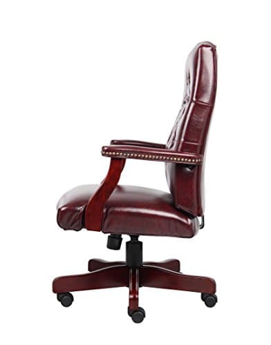 Boss Office Products Classic Executive Caressoft Chair with Mahogany Finish in Burgundy, high-Back (B905-BY) 8
