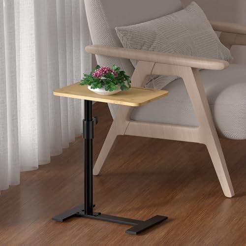 Novamer Sofa Armrest Tray Table - 360° Bamboo Swivel TV Trays - Height Adjustable Side Table for Bed or Chair with Phone and Tablet Slots - End Tables for Small Spaces (1, Fair, Standard) 7