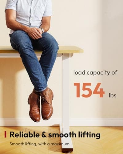 SANODESK Standing Desk Height Adjustable Electric 40x24 Inches Sit Stand Desk for Home Office with Splice Board, White Frame/Maple Top 5