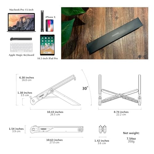 K7 Laptop Stand, Foldable Portable Laptop Stand,Black, Lightweight Ergonomic Laptop Riser for Desk for Laptops universial fit,one Step for Open & Close Design,Compact for Travel,Office,Home,Library 6