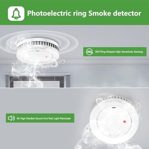 Runidur Smoke Detector10-Year Battery Powered Photoelectric with Test/Silence Button for Home Use (2 Pack) 4