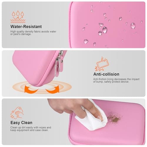 RAIALL Carrying Case for VFU/INVISEN Label Maker Machine, Mini Label Printer Portable Thermal Printer Travel Bag, Sticker Maker Storage Holder, Mesh Pocket for Label Paper, Deep Pink 6