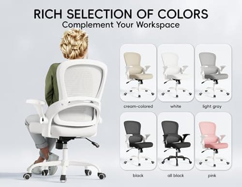 TRALT Office Chair - Ergonomic Office Chair with Back Support, Home Office Desk Chairs, Comfy Desk Chair, Computer Chair, 330lbs Wide Seat Big and Tall Office Chairs for Gamers(White) 6