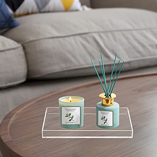 Bigfety Acrylic Bathroom Tray for Counter, Handmade Clear Trays Sturdy Organizer for Cup, Sponge, Soap, Plant (Medium, Clear) 7