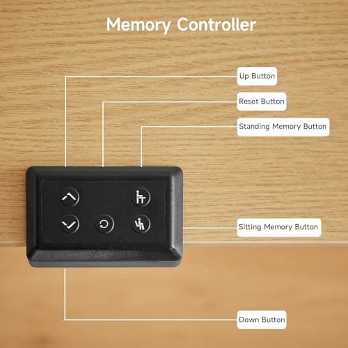 ONBRILL Electric Standing Desk, 63x30 Inches Rectangle Stand Up Desk with 4 Legs, Sit Stand by Memory Controller & Dual Motor, Adjustable Height from 28-46 Inches for Work Office Home, Oak Color 8