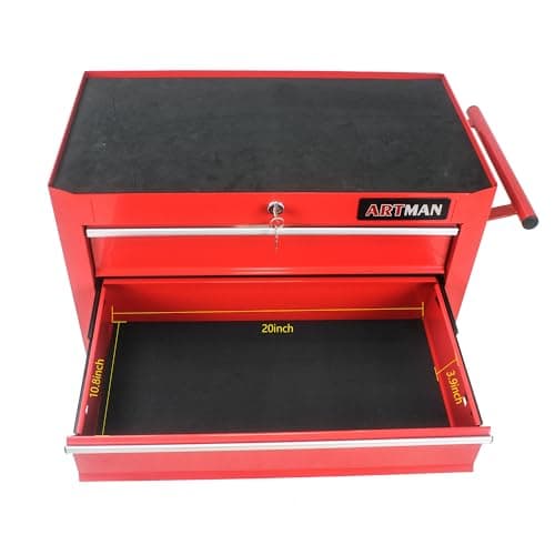 RYH 4/5/6/7 Drawers Rolling Tool Chest -Heavy Duty Mobile Metal Tool Box with Locking Wheels, with Stainless Steel Worktop, Garage Tool Storage Cabinet (Red, 5-Drawers 29.9" H×24.2" W) 7