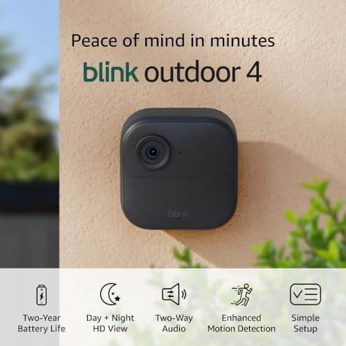 Blink Outdoor 4 – Wireless smart security camera, two-year battery life, 1080p HD day and infrared night live view, two-way talk. Sync Module Core included – 2 camera system 6