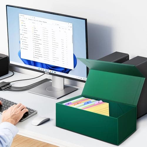 tutata 3x5 Index Card Holder Fits Dividers, 3.5x5.5 Inches Index Card Storage Box, Large Capacity - 1 Pack, Green 6