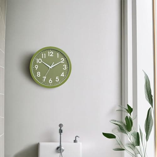 DAXSMY Wall Clock Analog 10 Inch Simple Silent Non Ticking Battery Operated Modern Decorative for Kitchen Office Bedroom Bathroom Living Room(Olive Green) 7