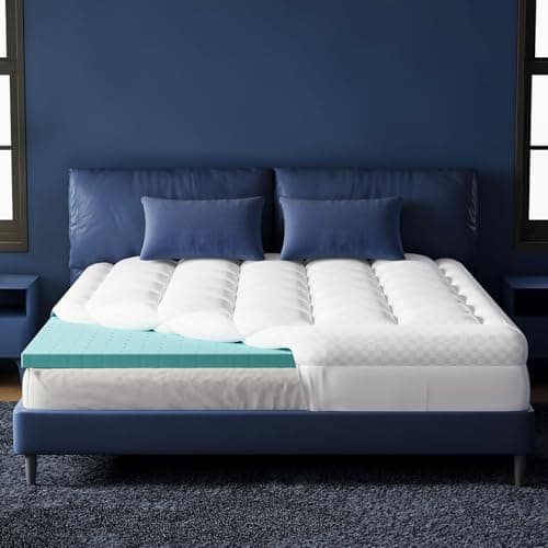 Belffin Queen Size Dual Layer 4 Inch Thick Memory Foam Mattress Topper, 3 Inch Gel Memory Foam for Pain Relief Support Plus 1 Inch Cooling Pillow Top Mattress Pad Cover Odor-Free, White