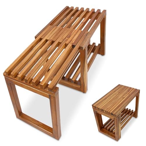 Adjustable Length 29 Inches Shower Stool Bench Chair Waterproof with Storage Shelf for Shaving Legs, Spa, Bath Seat in Bathroom, Inside Shower for Adults Seniors Elderly (Small 29 in) 8