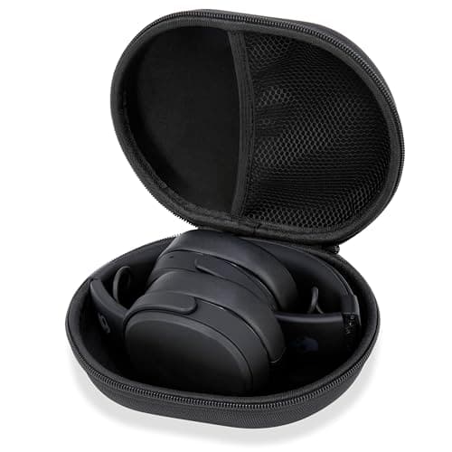 Ginsco Hard Shell Headphone Case Compatible with Skullcandy/Soundcore/Beats/Sony MDR7506/BERIBES/KVIDIO/TOZO Foldable Wireless/Wired Over-Ear Headphones, Travel Carrying Headset Case (Black)