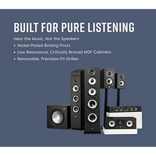 Polk Monitor XT70 Large Tower Speaker, Home Stereo Speakers, Hi-Res Audio, Dolby Atmos & DTS:X Compatible, 1" Tweeter, (2) 6.5" Balanced Woofers, (2) 8" Passive Radiators (Single, Midnight Black) 5