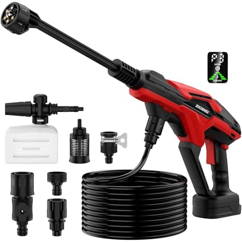 Cordless Pressure Washer for Milwaukee 18/20V Battery, 800 PSI Portable Handheld Power Washer with Brushless Motor, 6-in-1 Nozzle, 3 Level Adjustable for Car Yard Fence Clean (Battery Not Included)