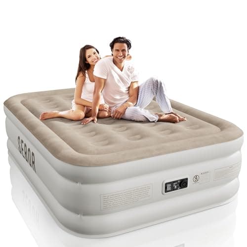 Sebor Air Mattress Full with Built-in Pump 18", Comfortable Self-Inflating Air Mattress with High-Speed Pump, Durable Blow Up Mattress Full with Storage Bag for Guests, Camping, Travel