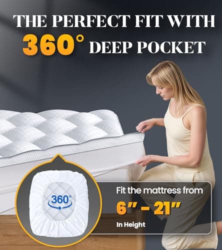 3 Inch Ultra-Fluffy Memory Foam Mattress Topper Super Queen for Back Pain, Extra Soft Pillow Top Queen Mattress Topper with 4X Support, Mattress Pad with Breathable Air Mesh Sides, 6-21'' Deep Pocket 6