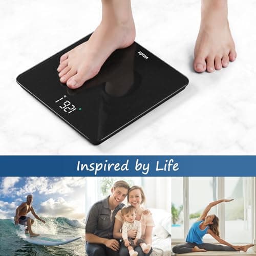 Vitafit Scale for Body Weight, High Accuracy 0.1lb by Our Professional Factory Since 2001, Digital Weight Scale LED and Step On, 3*AAA Batteries Included, 400lb/182kg, Spray Silver Black 5