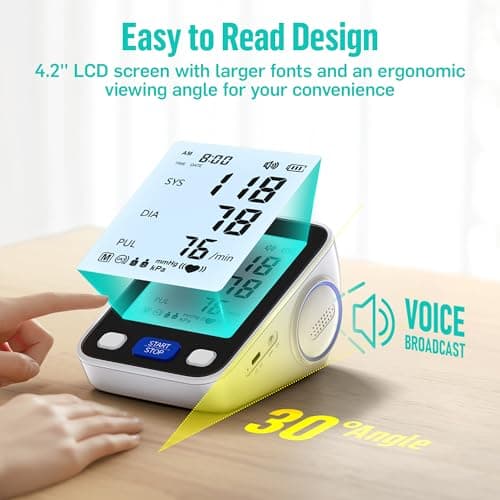 RunStar Upper Arm Blood Pressure Monitor with Wide Range Cuff (8.6'' -16.5'') for Home Use FSA&HSA Eligible, Automatic Digital BP Machine with Storage Bag, 2x99 Reading Memory 5