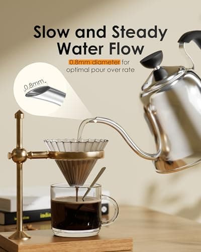 Tea Kettle for Stovetop, Barista's Choice Gooseneck Pour Over with Flow Control, Food Grade Stainless Steel Water Kettle, Tea Pot for Home & Kitchen - Small 28oz, Silver 5