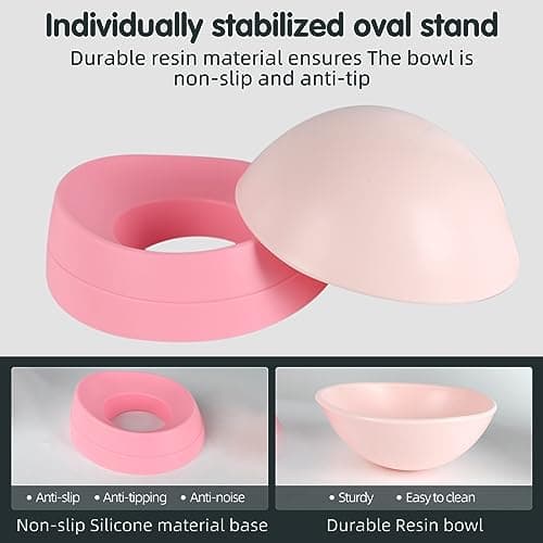 Bulldog Bowl Anti-Slip Dog Cat Dish Detachable Rubber Dog Bowl Pet Sterile Tilted Pet Feeder Slope Base (Pink, 2 Cup (Small/Medium Dog)) 6