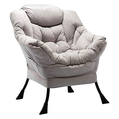 HollyHOME Lazy Chair with Armrest and Side Pocket, Comfy Accent Lounge Chair,Leisure Sofa Armchair for Living Room, Bedroom, Dorm, or Small Spaces, Oversized Reading Sofa Chair,Textured Grey