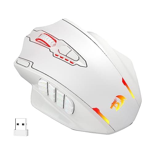 Redragon M913 Impact Elite Wireless Gaming Mouse, 16000 DPI Wired/Wireless RGB Mouse with 16 Programmable Buttons, 45 Hr Battery and Pro Optical Sensor, 12 Side Buttons MMO Mouse