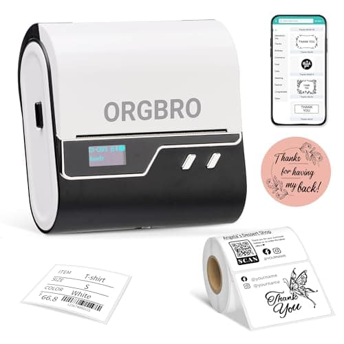 ORGBRO Label Maker Machine, Z3 Barcode Label Printer, 2-3 Inch Bluetooth Portable Thermal Printer for Small Business, Office, Home Organization, Compatible with Phones & PC