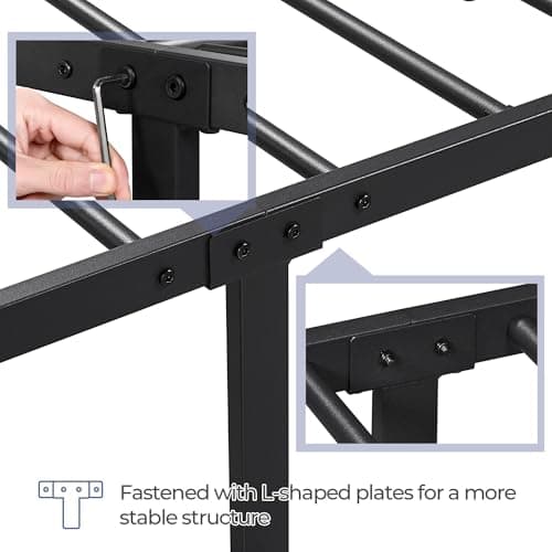 Yaheetech Classic Metal Platform Bed Frame Mattress Foundation with Victorian Style Iron-Art Headboard/Footboard/Under Bed Storage/No Box Spring Needed/Queen Size Black 8