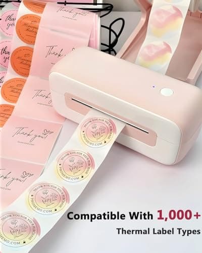 Phomemo Shipping Label Printer- Bluetooth Thermal Label Printer 4x6 for Small Business, Compatible with iPhone Android Windows Mac, Fast Inkless Printing for Ebay Amazon Shopify USPS FedEx - Pink 8