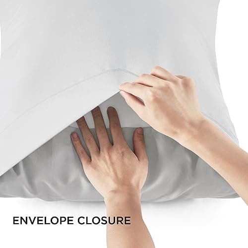 Bedsure Pillow Cases Queen Size Set of 2 - Polyester & Rayon Derived from Bamboo Cooling Pillowcase, Breathable, Soft and Wrinkle-Free Pillow Covers with Envelope Closure, Gifts, Grey, 20x30 Inches 6